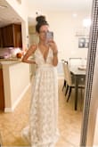 This dress is beyond what I expected. I love it so much I would of honestly worn it for my wedding if I hadn't bought a dress already. Would be perfect for a bridal shower, engagement/ pregnancy photos, any event really. Fits perfect. Definitely a little longer, so I will get it hemmed.. (if your taller you should be fine. I'm 5'2"). Love every single thing about it. So perfect. Can't wait to wear it. - Kianna N.