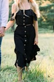 I loved this two-piece dress!! The skirt fits so well, maybe a little snug depending on where it hits. The top straps can be adjusted, and that fit so well! The bottom of the top is not tight, so it's comfortable. I wore this for outdoor engagement pictures, and I was very pleased!! - Maddie N.