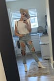 Love this styled with some loose boyfriend jeans and a hat. The sleeve padding in the top is slightly cheap, and a little see through, but for a girl on a bargain, it's perfect! - Madison B.