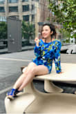 This blue floral print romper makes you never want Summer to end! The royal blue color is stunning and this romper features an open back and zipper detail. Would recommend wearing a bikini top if you'd like extra coverage (the open back detail can slip off the shoulder sometimes but not enough that it becomes a bother). Perfect for any Summer event! - Jennifer S.