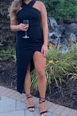Fit perfectly! I had so many compliments at this night wedding. The slit wasn't too skimpy at all. Love love love - Bailey D.