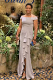 I purchased this dress for a black tie event and I was happy I did. It fit perfectly and the fabric was not too heavy. I received so many compliments. I also love the simplicity and the detail (not too much but just right). - Bernadette
