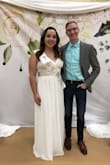 The only reason I am giving this 4 stars is because I had to get it tailored, and that added an extra $80 to the cost. Other than that, this dress is absolutely beautiful and I received many compliments at my wedding shower. Everyone said I looked like a goddess. I felt like one too! - Christine S.