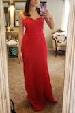 I thought the material would be heavier and I was hesitant since it was for an outside wedding in Florida, but it was perfect. The slit was a perfect height and the dress was comfortable! - Amanda F.