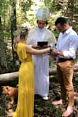 THIS. DRESS. IS. AMAZING. Just buy it. But if you need to hear more... I got this dress for my private woodland COVID elopement, since I wanted to save "the white dress" for the bigger wedding next year. I ordered the XS and S - since it's a wrap dress, both fit, but the S was longer - it just barely grazed the ground in bare feet, and the XS was just under the ankle. It is light, airy, and flowy. It can be tied tightly so that the wrap is more conservative, or you can tie it a bit looser to give a deeper V. The extra lining ends just about mid-thigh, which makes it perfect for flowing around (fun to play with, see pic!!) but it does create a slightly awkward "line" sometimes, and when the dress is flowing open, you can see the lining. However, for the price this doesn't matter at all. The dress arrives wrinkled and it's rayon, so be careful with the dryer... but I used a steamer for about 5 minutes and the wrinkles released perfectly. The result was marigold perfection, all the #yellowweddingdress vibes. - ALISON K.