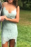 The color is beautiful and the lace lays just right. Pretty short in the front and of course longer in the back. Sexy, but elegant. I wore this to a wedding and got so many compliments. - Amanda M.