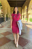 This dress was the cutest outfit and perfect balance of elegance and professionalism. I was celebrating the start of medical school by taking my white coat photos and opted in for this dress. Such a gorgeous color too and though our white coat ceremony is postponed till after the pandemic is over, I'll definitely be wearing this later on for the big celebration! 

The dress material has less give but it cinches perfectly onto my body and accentuates my petite curves. I love the well-fitted look because it enhances the elegance so much. - Lucy M.