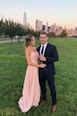 I wore this as a bridesmaid dress and it fit perfectly. I am 5'8 and did not need to get it hemmed with heels on (in the picture I had flats on). The detailing on the back is incredible. - Jessica H.