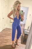Fun Jumpsuit. Felt Secure & Comfy. Lightweight. Was a little wrinkly when it arrived but with a quick run with the steamer it looked perfect. Love the versatility. Could definitely be dressed up or down. - Shanyn S.
