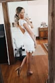 Wore this stunning dress for my wedding rehearsal dinner and got so many compliments! Such an amazing fit - true to size! I didn't even need to wear a bra! No cups but snug enough to hold everything in! Absolutely stunning for any bride-to-be! - Breanne H.