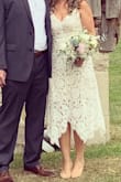 I initially bought this in a medium, but was too big at the bust, so I bought a small and it fit perfectly. I'm smaller up top and bigger around my hips and thighs. I wore this at my own wedding and loved it!! Would 100% recommend - Jennifer K.