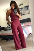 I absolutely loved it on the model and was so in love with it on me as well! I'm a little shorter so I knew who had to get the bottoms of the pants altered, but after that, I couldn't wait to wear it! And when I finally did, I received so many compliments and gave out the site/link to everyone. Very pleased with this pant romper!! - Monica V.