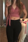 I love this wrap top so much. It's not like the other wrap tops/dresses/skirts where you tie it inside. It's sewn in so I wasn't messing with how it was sitting at any point when I wore it. Loved it and received several compliments! - Marissa K.