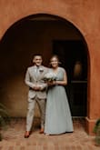 I ordered a L because I knew the M would be tight if not too small. So I tailored the L to fit perfectly. 
I loved the dress, I got it for a small civil wedding I had. Perfect color- true to the pictures uploaded. The tint of the picture I posted makes it look grey , but it was a nice blue-grey color - Camila H.