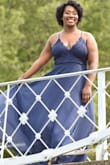 I wore this dress for my engagement photos. I love the dress overall and the length remained floor level even with paired with heels. It was super comfortable and breathable on a hot sunny day in Boston, MA. - Lillian J.