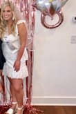Wore this beautiful dress during my bachelorette trip to Charleston and all I can say is WOW!! You won't regret getting this dress! Definitely worth the money! Sooo many compliments!! Second pic is to show even if you're taller like me you can still dance without everything falling out! - Heather S.