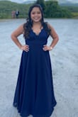 I followed the measurements that's on Lulus and it said I was a large. (I'm 5'5" and 195 pounds) I love the adjustable straps because My chest is small LOL! (I definitely wore a strapless bra) The dress itself is a little long, I should have gotten it altered; even with heels I had to hold my dress... that's the only downside of the dress. I got a lot of compliments on the dress though! I recommend! - Astrid L.