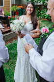 Due to COVID, our plans changed from formal wedding to backyard wedding! The dress I had was not suitable for our backyard and I wanted something more romantic and flowy for the change of plans. This dress was extremely soft and the lace was beautiful. Felt casual enough yet fitting for a bride! Material was stretchy and very comfortable. Threw it in the wash after the wedding and air-dryed it back to normal! Length was perfect with 2.5-3 inch heels and didn't drag too much. - Shiva T.