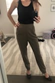 For me, these were definitely one of those pieces that look way better on the model. I'm 5'4" and thin, but I don't have curves. The model has curves and long legs. The pants were a little baggy in the crotch for me, and if I don't wear heels, they will gather at my ankle making it look pretty awkward. Maybe it was the color, maybe I should have gotten a smaller size, but these just scream GRANDMA pants when I wear them. :( - Bethany R.
