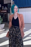 I love this blazer, its become my go-to for chilly weather. It fits my arms really nicely but it still has an oversized feel because of how long it is and I loooove the colour. - Lilly S.
