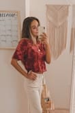 I love the tie dye design that's super popular right now. The shirt is identical to how it's pictured and it fits nicely as a cropped shirt! The material is nice I'm happy it will go with a lot of things in my closet! - Alana C.