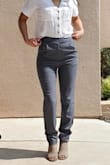 I like these pants a lot. They are high waisted which make my legs look longer. They are easy to get on and off with a side zip. They are a nice material, not too hot. They are a little tight though. I ordered an xs and could have went with a small to be a bit more comfortable when sitting. Also to allow room to tuck in tops. But overall a very cute, straight leg pant that can easily be dressed up with heels and a nice shirt. - Brandi J.