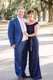 I was not able to physically shop for a dress, so the customer reviews and photos were a lifesaver for me! I hope this is as helpful for others. I wore this dress for my son's wedding and it was elegant, flattering, and comfortable! The material is thick enough to hide imperfections, but not so thick that it's hot. The little bit of stretch in the material allows you to move and sit comfortably, but still holds its shape. The large was perfect for me, I wore 3 inch heels and didn't have to hem it. I used a little bit of lingerie tape across the front to help the material stay put and not gap when I leaned over. This dress exceeded my expectations! You will not be disappointed. - Chrysti W.