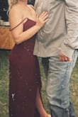 I'm six weeks post partum and this dress was perfect for nursing. the length was good with a three inch heel. my only problem was the straps are extremely loose, I would recommend getting them tacked up so they don't fall all night! - Heather P.