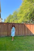 I love this tie dye print midi! You can dress up or down. There is an extra layer so it's not see through. Very pretty spring/summer dress :) - Paloma S.