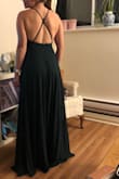LOVE the fit and the material is nicer than it seemed in the photos online. It's super comfy. The elastic at the back leaves a little wiggle room and the adjustable straps are great. The colour is a little bit darker than the photos online but still a beautiful forest green. Bought it as my bridesmaid dress for my friend's outdoor wedding! - Kianna M.