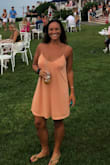 Super comfortable, soft stretchy material. Small fit perfect, not tight or clingy. Works with a strapless bra if you push the back of the bra down- the back of dress drapes low. - Audrey M.