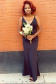 I wore this for my cousin's wedding and I loved it! I'm a 32I and the medium was perfect. You can go with or without a bra. The dress was long, but with a pair of heels, you're good. - Jazmine G.