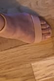 These heels are really comfortable for heels. The strap digs in a little bit, so you'll want to make it looser. The almond color is great because it's very versatile; these shoes can be dressed up or down and go with any color. The quality of the shoe looks good as well. I have fairly wide feet, but these shoes still fit fine. I'm usually a size 6.5, but bought a 6. - Jie Y.