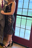 This dress is flattering on any body shape! I wore this for a wedding and received multiple compliments on it. I ordered a medium and the fit was perfect, the bust area did gap at the sides but the dress has adjustable straps and once I tightened them, the gaps were no longer a problem. - Erica M.