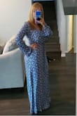 Normally I'm a size large or extra large due to my breasts and very large booty. Bought a medium because it's flowy. And glad I did. Not see through and the slits are not too high. very happy with this purchase! - Christine K.