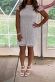 The medium did fit, but it was definitely snug. I ended up finding the size L elsewhere since it was out of stock on Lulus website. So glad I went up to a L, it was roomie but felt really comfortable! Beautiful dress!! I got so many compliments for my bridal shower! - April S.