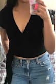 Such a cute top! Can either dress it up or dress it down. It is slight tighter, but still looks great!(Ordered size XS). - Dayana O.