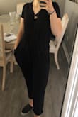 Really cute jumpsuit - I love it! Super soft, lightweight, and comfortable material. I pinned up the chest for a little more coverage and rolled up the ankles for a different look. I sometimes go for a size medium because I like things to fit a little looser but I went for a small with this and it fit perfectly. - Mara P.