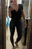 I love it and this is definitely going to become a staple in my closet! I ordered a small and the fit is perfect. It's just low cut enough to be sexy with a lacy bra for a night out but could still be work appropriate with a cami under. The bodysuit part is comfortable. - Jamie C.