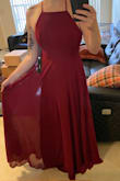 I ordered the M first because that's my normal size and the dress was huge on me! The chest area was showing half my breast on the side when I moved and the bottom was way past my feet. I really wanted it so I ordered the small next, and it was too tight on my chest and back. I'm so disappointed. The dress is fine and flowy but they need to figure out their sizing. Another dress I ordered was the same. I had to return everything and try elsewhere for my engagement photoshoot dress. - Camilla M.