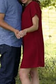 Beautiful simple dress, love the color. I wore this dress for me Save the Date announcement and just love how the color popped. - Theresa P.