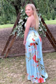 This dress is beautiful! Great quality. I wore it to a wedding and go so many compliments! The side slit and long skirt make it super fun and comfortable to wear!! - Nicole T.