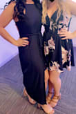 I received so many compliments on this dress! Was perfect to dance and move around in! Love the skit in the front, so flattering! I could have gotten away with a M for sure, but ordered last minute and made the L work! - Kim G.