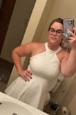 I really LOVE this dress, the size fits since the fabric is thick and stretchy. I tried to use this dress for my upcoming wedding however, the color is ... white is unforgiving. The fabric allows my belly to show through. If this were black, I'd have no issues. Overall I did love the fit and style otherwise. - Jennifer H.