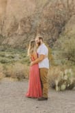 I wore this dress in our engagement pictures and it was just perfect. The material is perfectly flowy and the open back is just perfect for warm weather. I wore a sticky bra underneath! Highly recommend. - Natalie S.