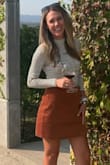 It's so thin and soft! Goes great with multiple outfits. Wore with the same skirt as the model, and also have worn with just jeans for a more casual outfit. - Caitlin L.