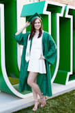 I was a bit hesitant about ordering a Small since the sizing chart said I would be a rough Medium (I often have trouble with sizing charts). I took a leap of faith and ordered the Small size and it fit perfectly! My only complaint was that I couldn't move my arms much in the tight sleeves - but I really only used the dress for graduation photos (since covid canceled my actual graduation). Nonetheless, I loved the dress! Would definitely recommend for this sort of occasion! - Sarah T.