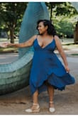 After reading the reviews I decided to get a L despite being an XL. I'm glad I did because it ended up fitting me great, except for in the chest area. I was spilling out of the top and it was annoying to keep adjusting myself but that probably would've been fixed if I went the size up but then the dress would've been big everywhere else so keep that in mind. The dress has adjustable straps which I didn't know until I got it so definitely a nice surprise! Other than that, the color of the dress is perfect and it really popped in our engagement photos. Highly recommend! - Keyla E.