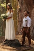 I purchased this dress to be my wedding dress during COVID. I'm absolutely in LOVE with this dress. I was worried it would not be long enough, but that was not an issue at all! It's floor-length, breathable and stretchy material. Very comfortable! I got married in this dress at Sequoia National Park in August, it was 95 degrees outside and this dress was airy and kept me cool enough. It's lined, so wearing underwear wasn't noticeable either. I cannot say enough great things about this dress! I also bought custom sleeves to complete a "boho" look. - Alice M.