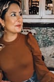 I love this top, it's so flattering and REALLY great quality. It feels soft like a sweatshirt and heavy but not uncomfortable. It's so cute and the color is great for fall! - Liz B.